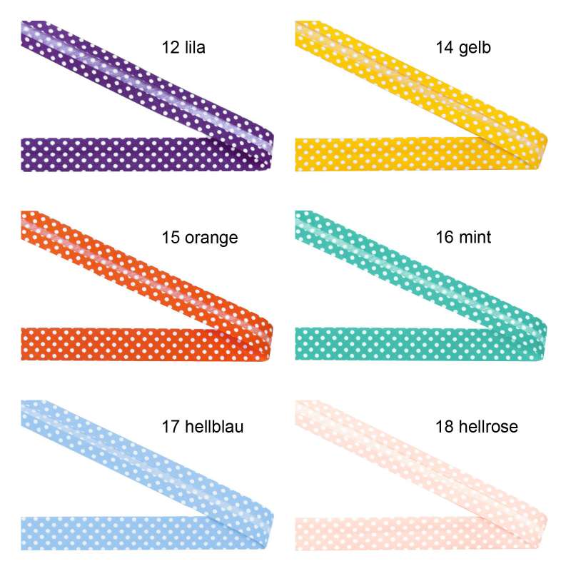 Schrägband Einfassband Falzband Pünktchen 18mm 65041 Farbkarte 2