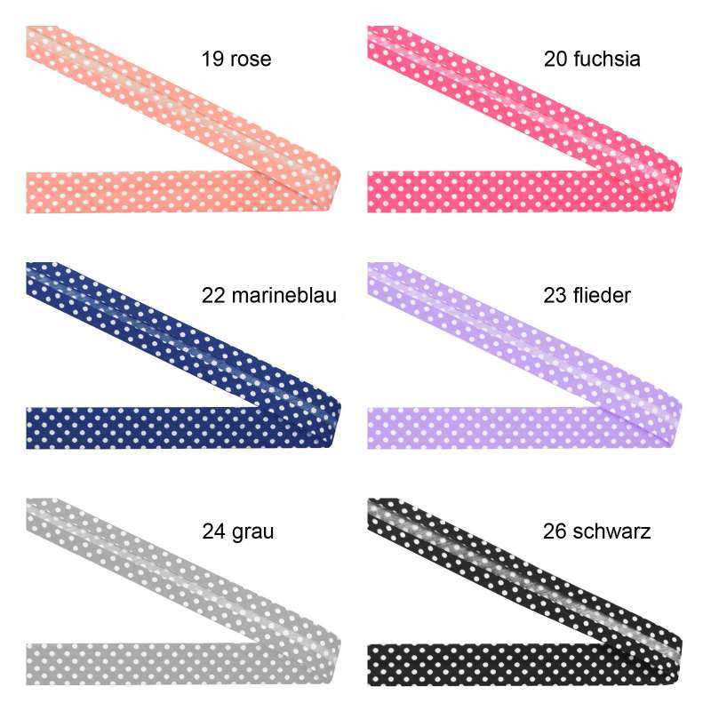 Schrägband Einfassband Falzband Pünktchen 18mm 65041 Farbkarte 3