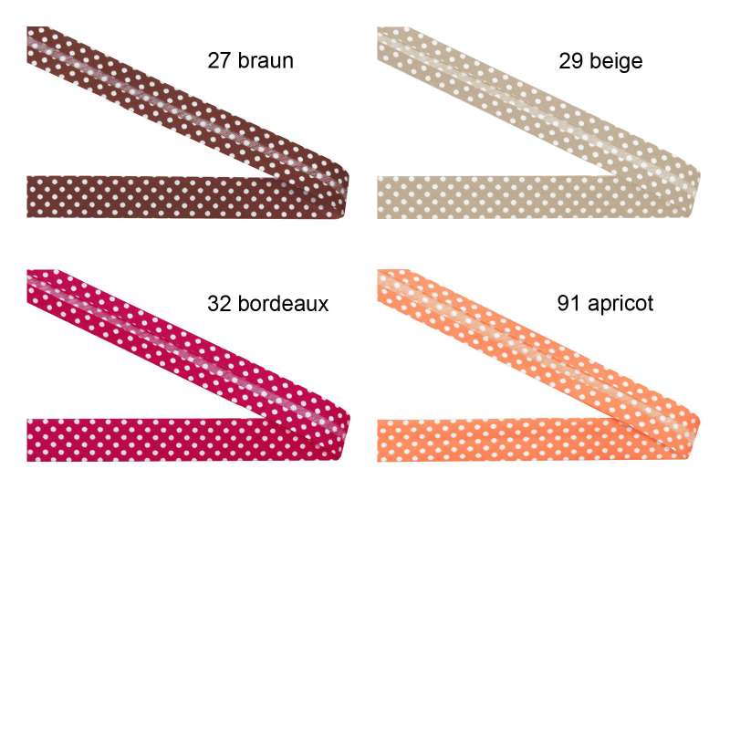 Schrägband Einfassband Falzband Pünktchen 18mm 65041 Farbkarte 4