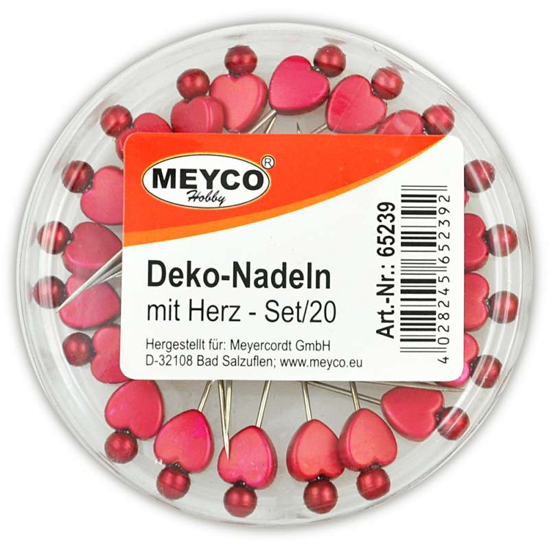 Deko Stecknadeln 55mm mit Herz 65239