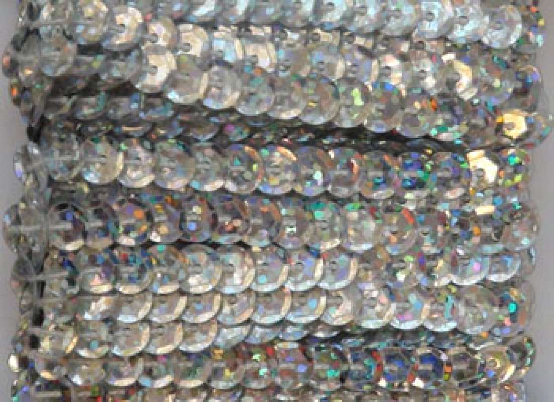Paillettenband gew. 6mm Hologramm silber