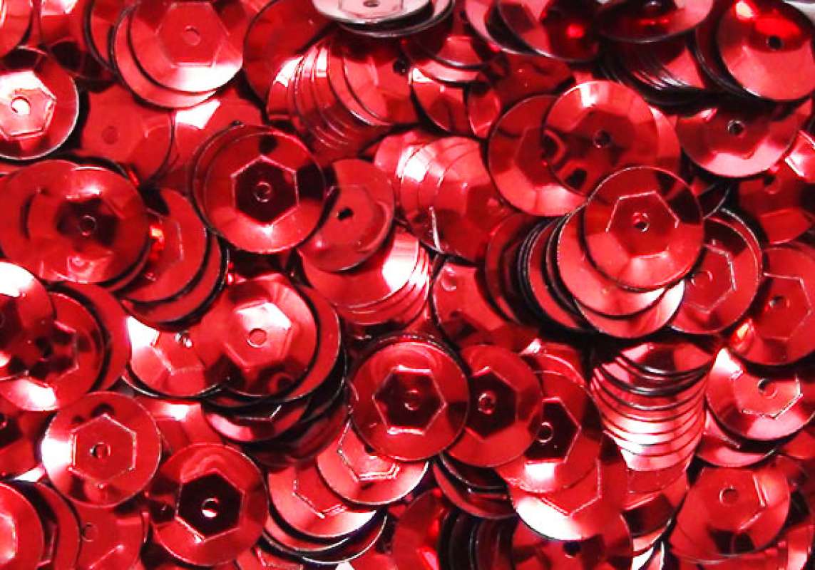 Pailletten 6mm gewölbt rot, 6g Dose