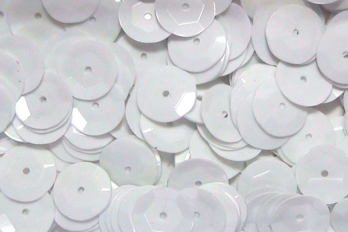 Pailletten 6mm gewölbt weiß, 6g Dose