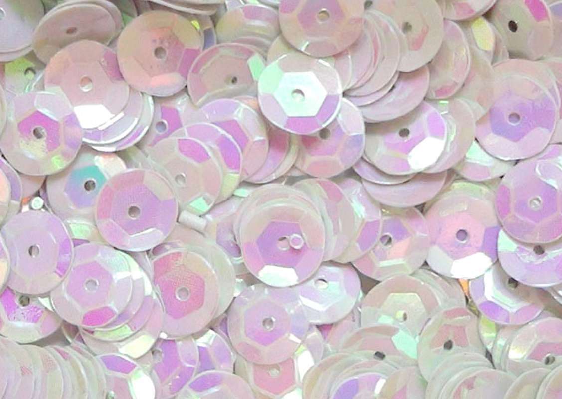 Pailletten 6mm gewölbt weiß irisierend, 6g Dose