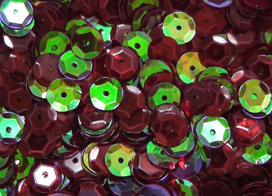 Pailletten 6mm gewölbt brombeere irisierend, 6g Dose