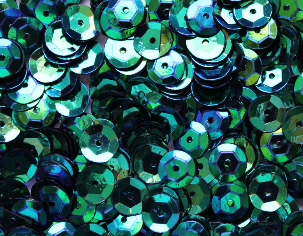 Pailletten 6mm gewölbt azurblau irisierend, 6g Dose