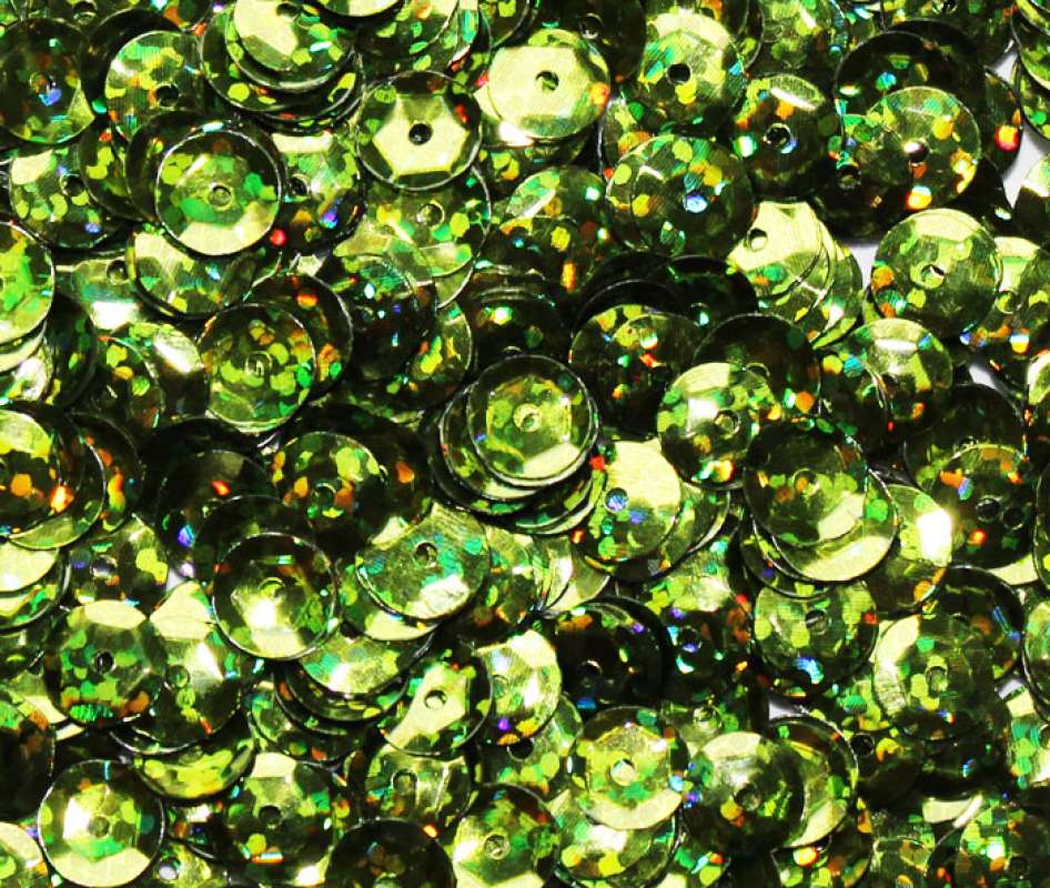 Pailletten 6mm gewölbt kiwi hologramm, 6g Dose
