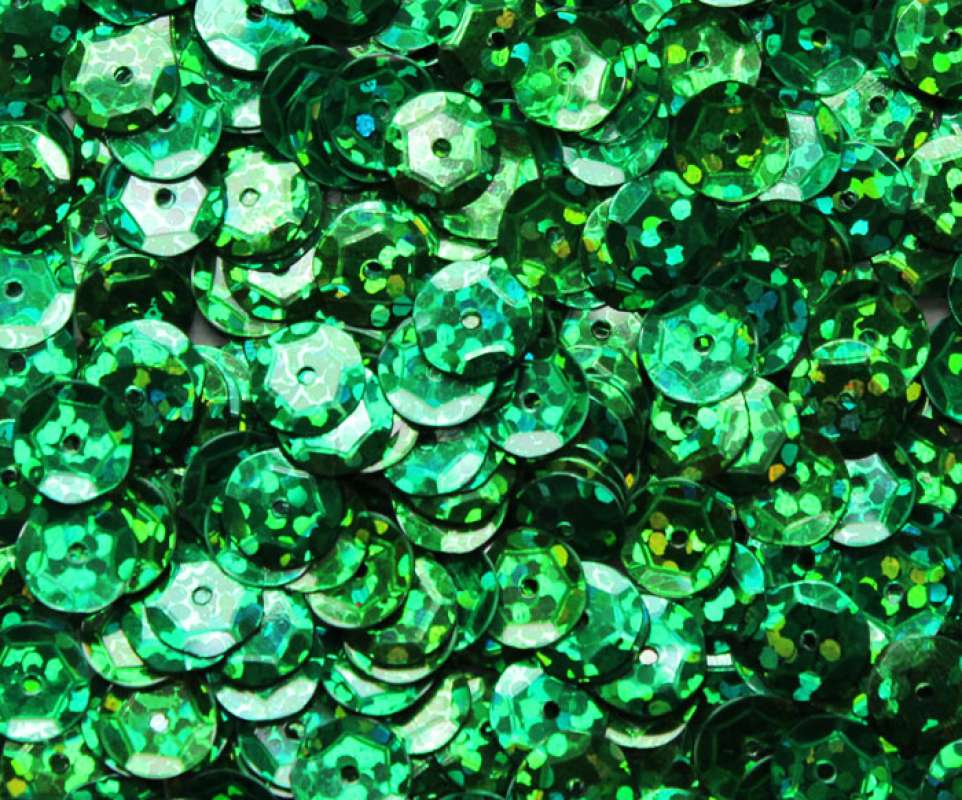 Pailletten 6mm gewölbt tanne hologramm, 6g Dose