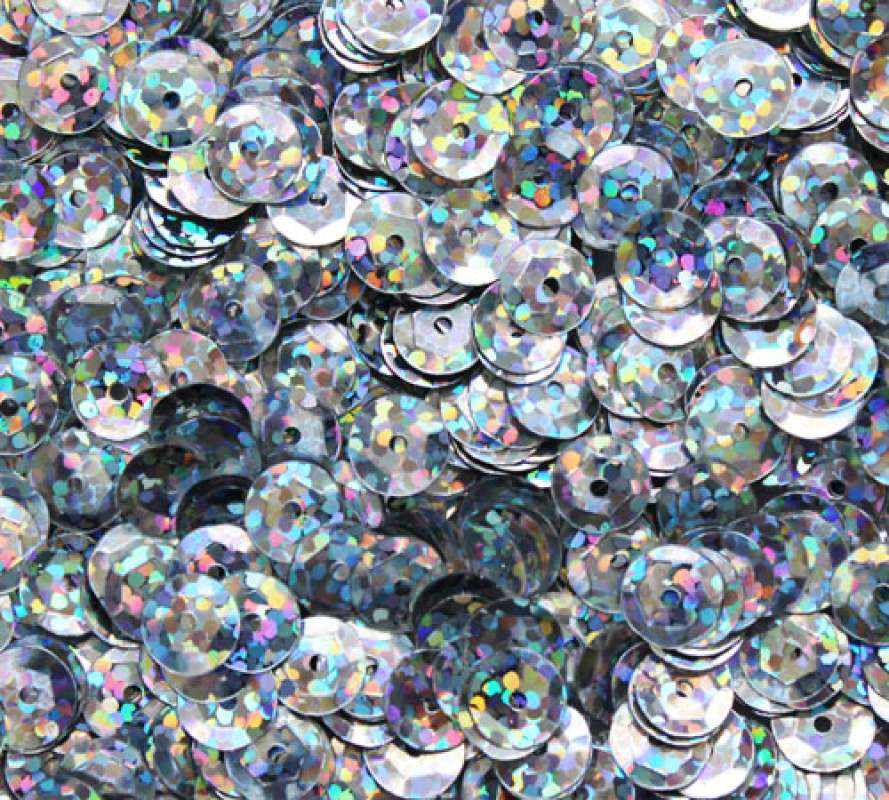 Pailletten gewölbt 6mm Hologramm silber 3500 Stück in SB-Box