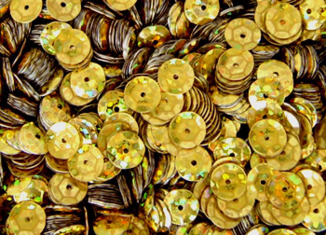 Pailletten gewölbt 6mm Hologramm gold 3500 Stück in SB-Box