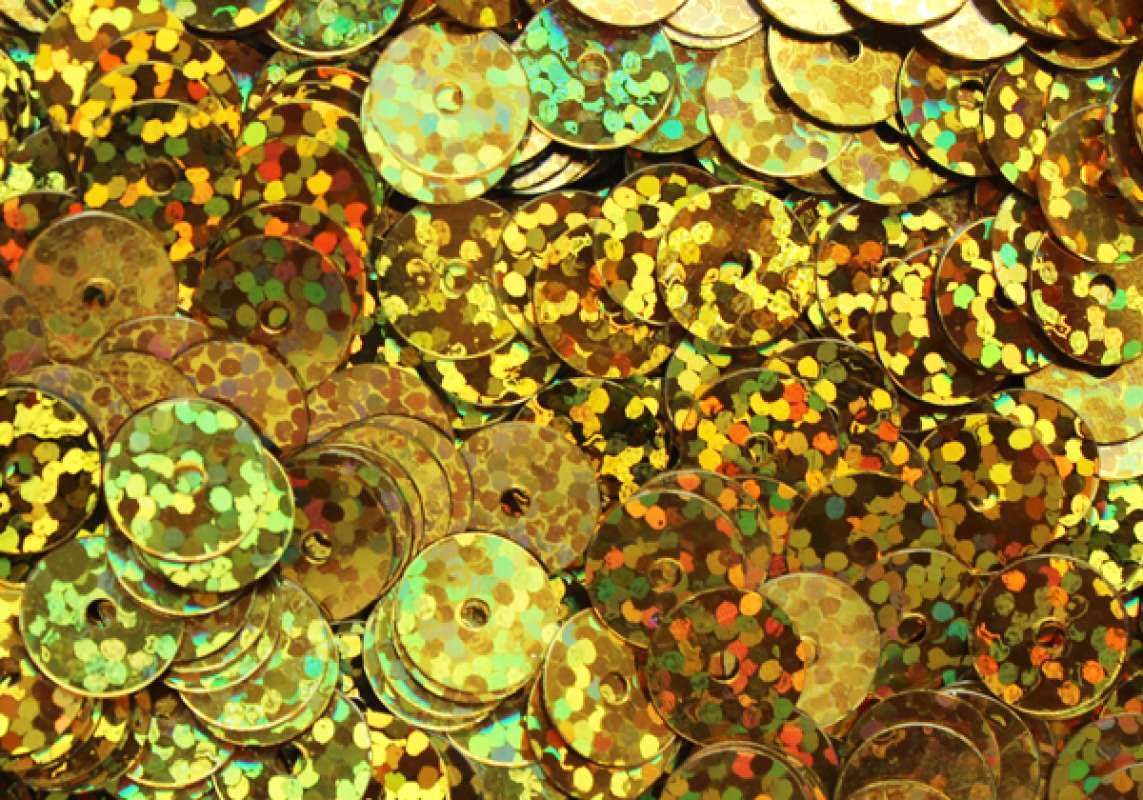 Pailletten 8mm flach gold hologramm