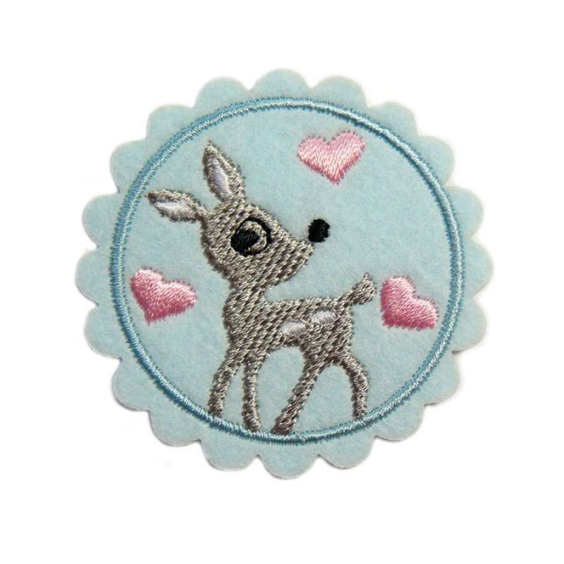 Stickmotiv Reh ca. 6,5cm hellblau