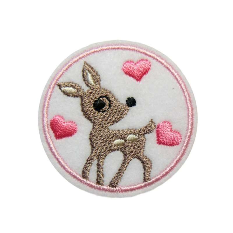 Stickmotiv Reh ca. 6,5cm weiss