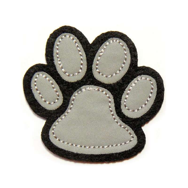 Bügelmotiv Signal Tatze reflektiert ca. 4,5x4,8cm schwarz