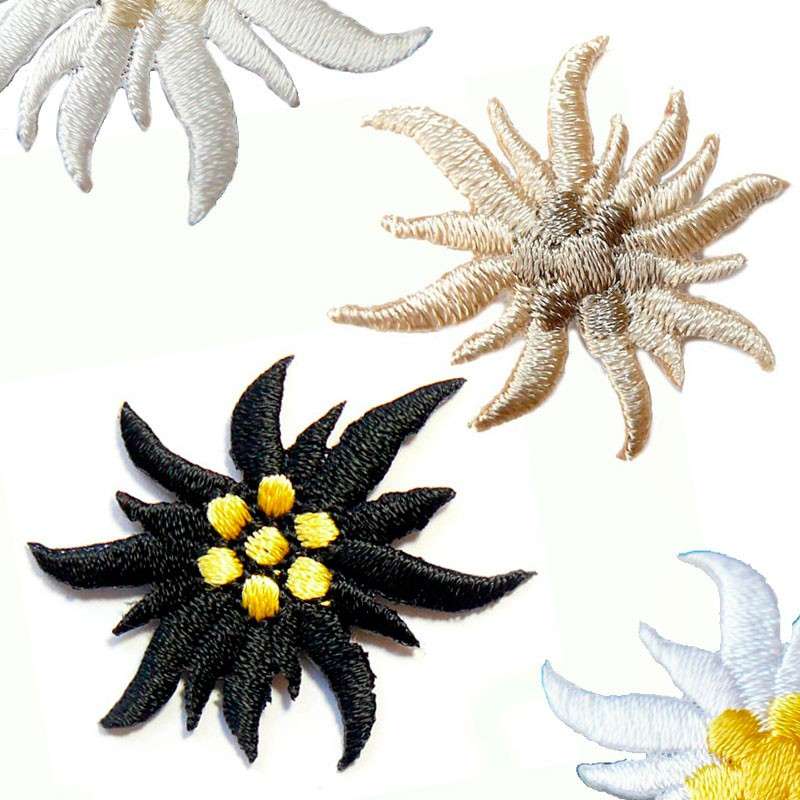 Stickmotiv Edelweiß groß 3,6x4,1cm weiß