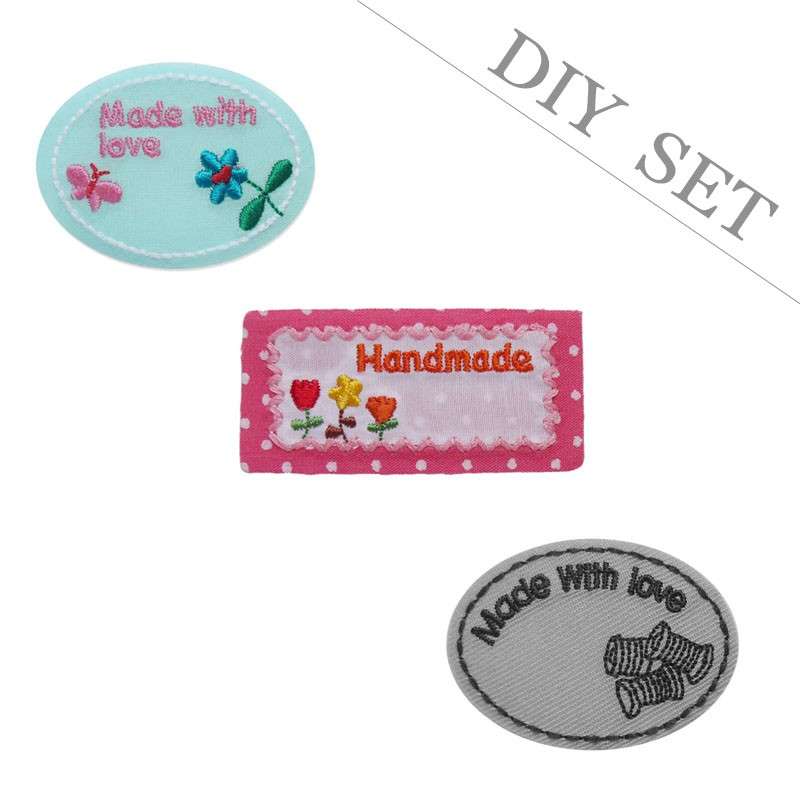 Set Applikation "DIY" Handmade Homemade Stickmotiv selfmade hotfix paillettenshop.de