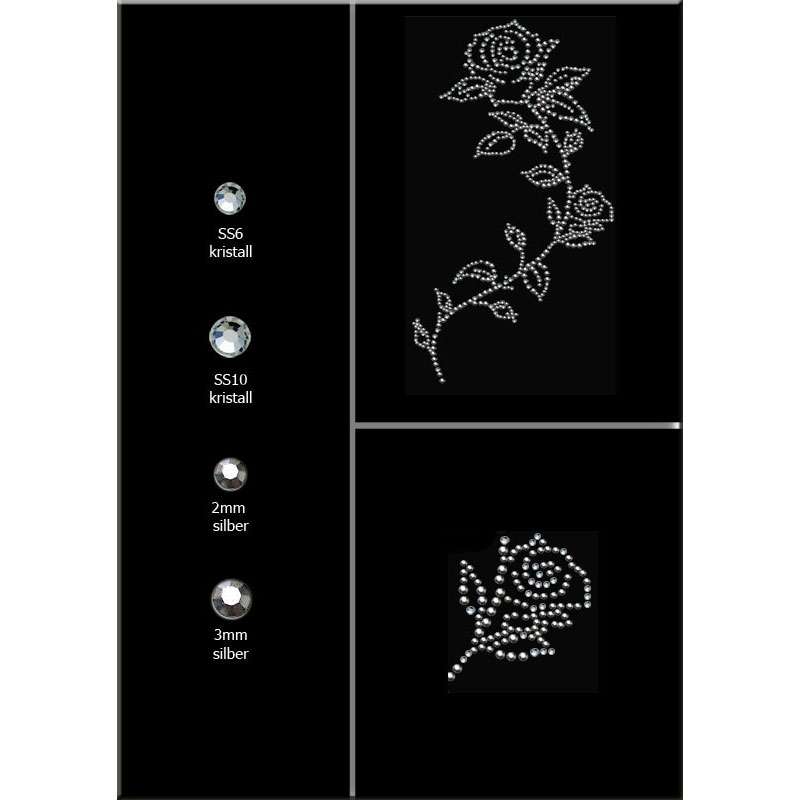 Strass-/Nietenmotiv Rose kristall 97095