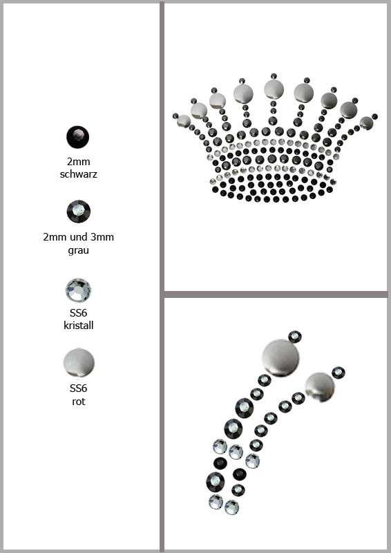 Details Strass-/Nietenmotiv Krone 5,7x3,7cm