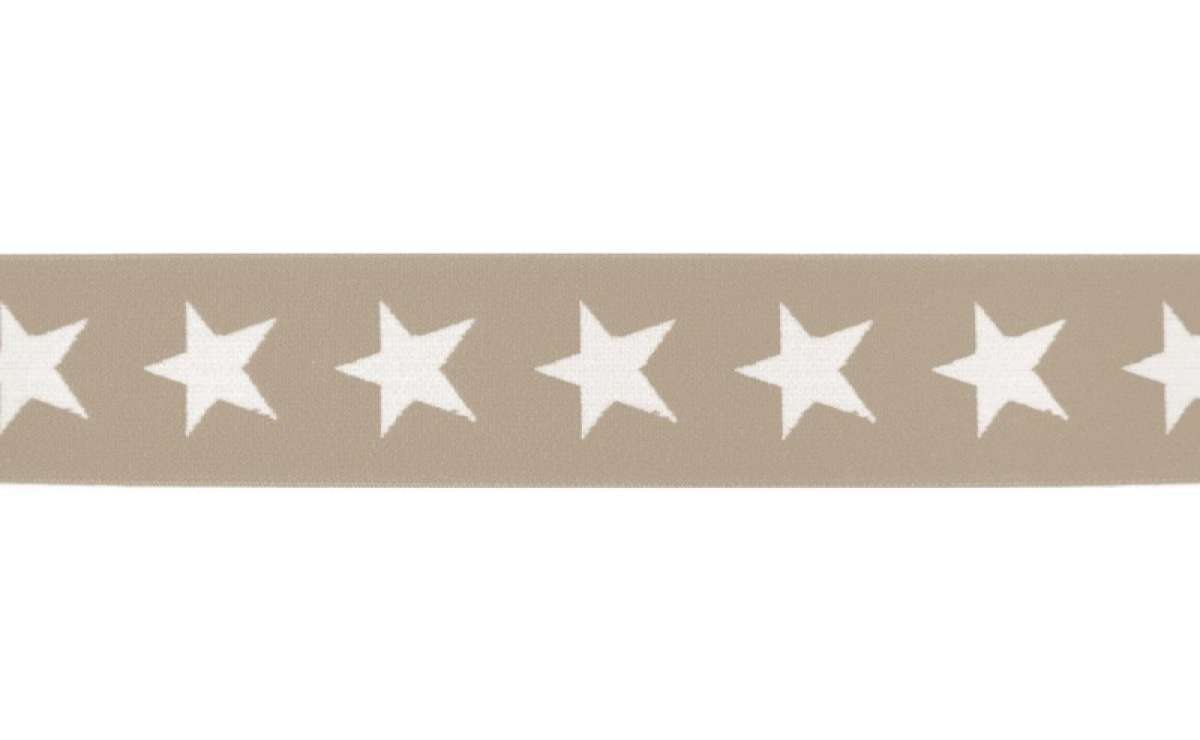 Gummiband "Sterne" - beige