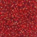 Rocailles 2,6mm mit Silbereinzug rot