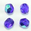 Glas-Schliffperle 6mm saphir irisierend
