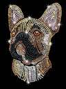 Sequin-Art Original Paillettenbilder Französische Bulldogge 1712