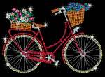 Sequin-Art Orange Paillettenbild Fahrrad 1716