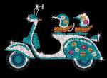 Sequin-Art Orange Paillettenbild Motorroller Vesper 1717